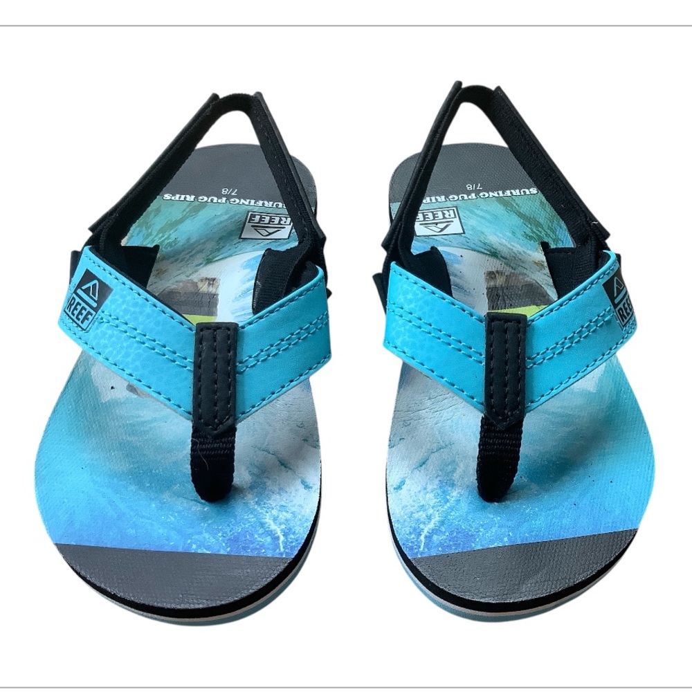 NWT REEF Sandals Surfing Pug Blue/Black Size 7/8 Kids